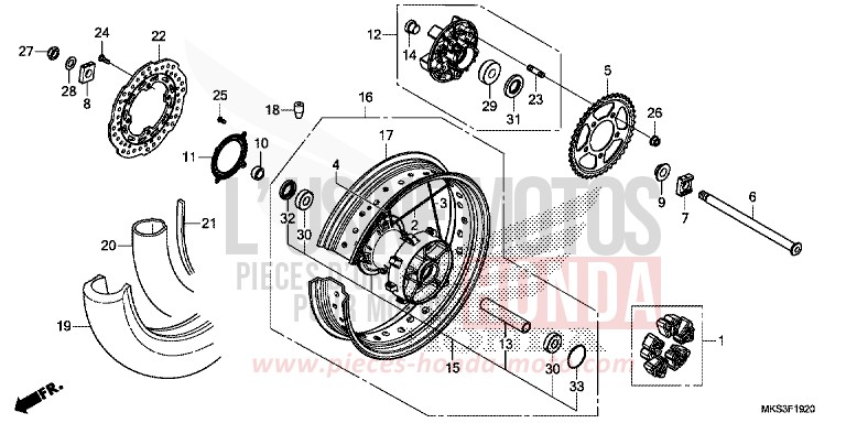 ROUE ARRIERE (1) de Africa Twin DCT GRAND PRIX RED (R380B) 2020